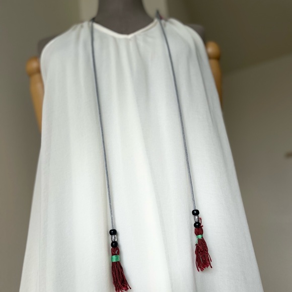 Jella Couture White Boho Dress, with Tassels - M - Picture 2 of 8